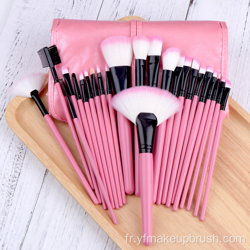 Brosse de maquillage de cheveux synthétiques personnalisée Set 24 pièces